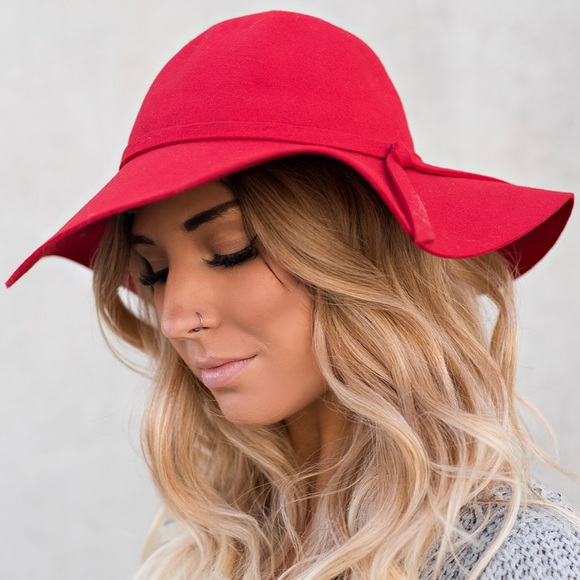 pink wool floppy hat